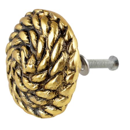 Round Rope Antique Golden Aluminium Cabinet Knob